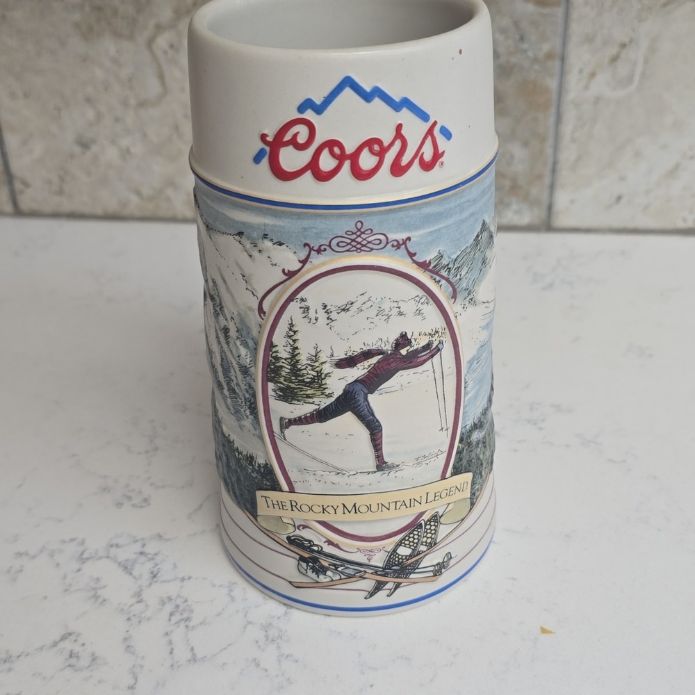 Coors "Rocky Mountain Legend Series" 1991 Skiing Stein Beer Mug